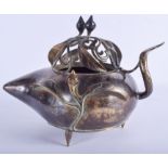 A RARE LARGE 18TH/19TH CENTURY CHINESE BRONZE PEACH CENSER AND COVER of large proportions and of nat