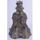 A CHINESE BRONZE FIGURE OF A BUDDHISTIC DEITY 20th Century, Ming style, modelled in foliate embellis