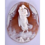 AN ANTIQUE CARVED CAMEO SHELL PANEL. 4.5 cm x 5.5 cm.