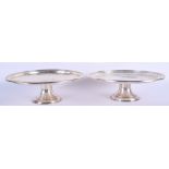 A PAIR OF ART DECO ENGLISH SILVER TAZZA. 54 oz. 22 cm x 7 cm.