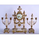 A LARGE 19TH CENTURY FRENCH MARBLE AND ORMOLU CLOCK GARNITURE.48 cm x 22 cm. (3)