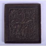 AN 18TH/19TH CENTURY CONTINENTAL BRONZE PANEL. 9 cm x 11 cm.