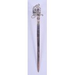 A VERY RARE 19TH CENTURY SCOTTISH SILVER SWORD LETTER OPENER. 31 cm long.