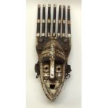 A TRIBAL BAMANA NTOMO MASK. Mali. 17cm x13cm x 52cm