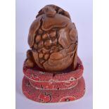 A 19TH CENTURY CHINESE CARVED BAMBOO POMEGRANATE Qing. 4.5 cm x 4.5 cm.