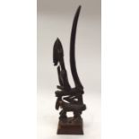 A TRIBAL BAMANA CI WARA HEADDRESS. Mali. 13cm x 11cm x 63cm