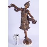 A LARGE CONTINENTAL ART DECO BRONZE FIGURE OF A DANCER modelled with arms outstretched. Bronze 41 cm