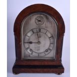 AN ANTIQUE BURR WALNUT MANTEL CLOCK S Krakauer Barnsley. 24 cm x 14 cm.