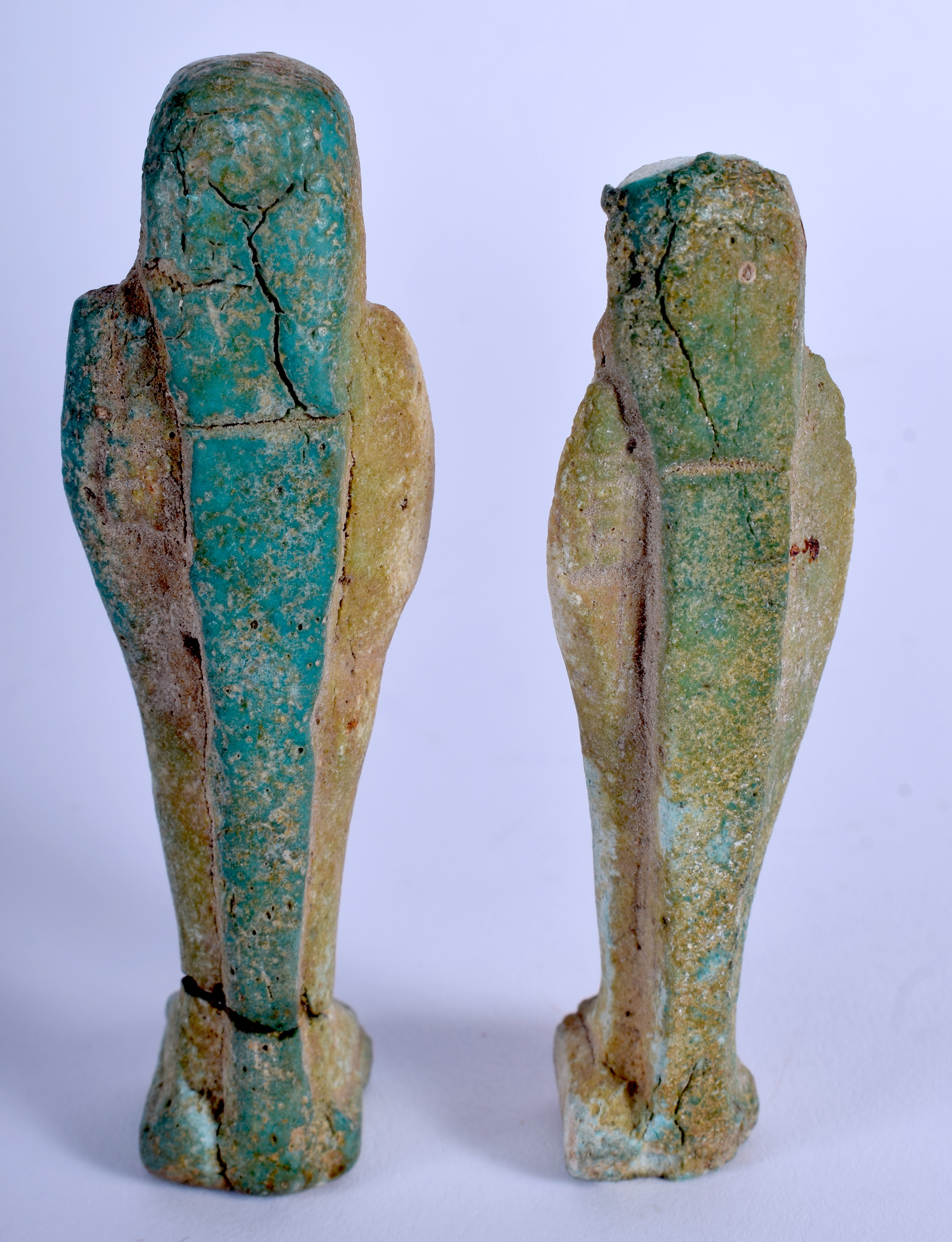 TWO EGYPTIAN FAIENCE USHABTI. 8 cm high. (2) - Image 2 of 3