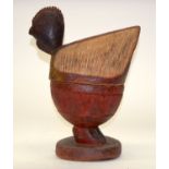 A TRIBAL YORUBA OFFERING POT & COVER. Nigeria. 29cm x 17cm x 38cm