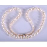 A VINTAGE PEARL NECKLACE. 54 cm long.