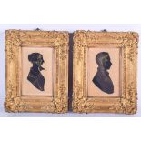 A PAIR OF REGENCY SILHOUETTES. Image 7 cm x 11 cm.