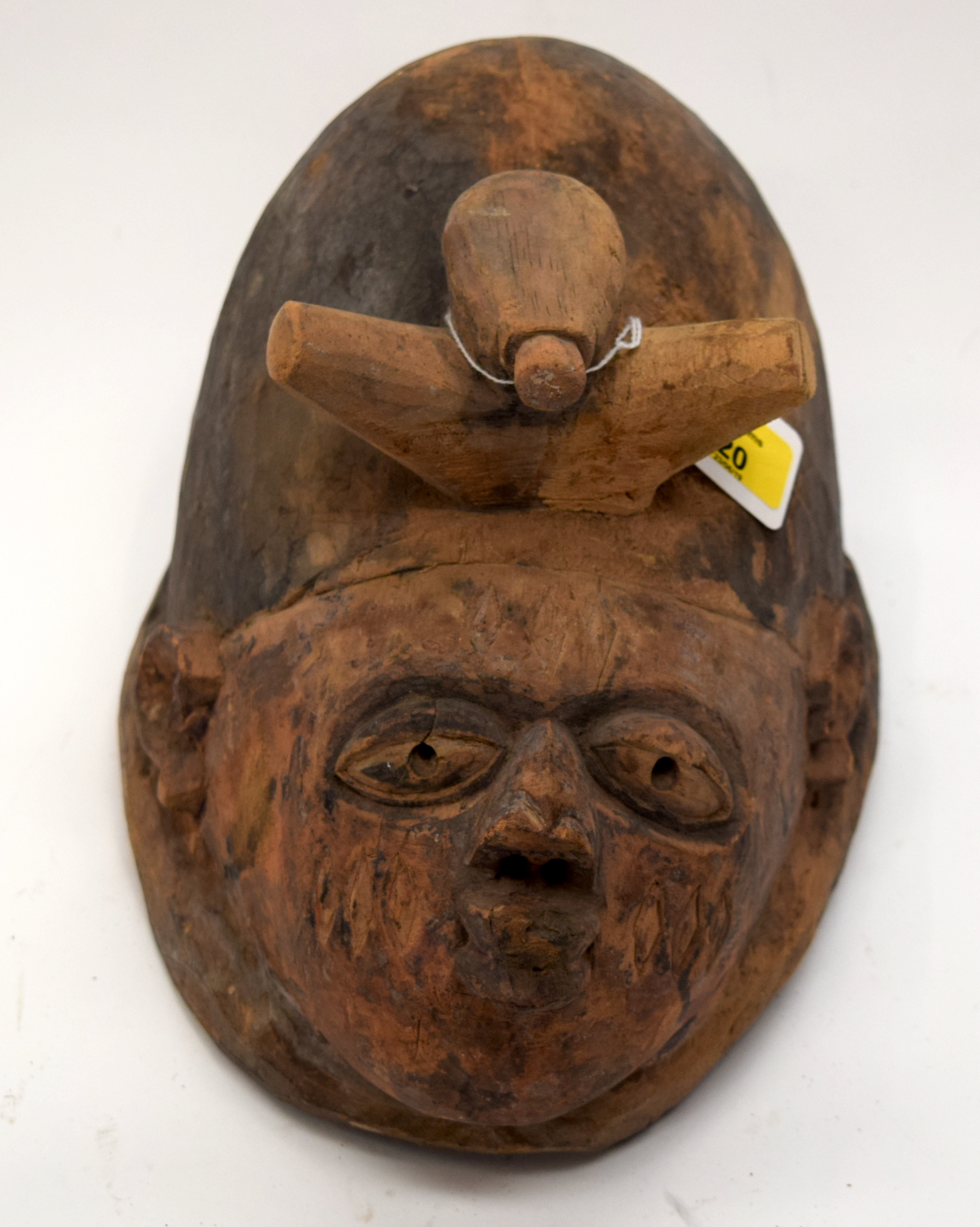 A TRIBAL YORUBA GELEDE HELMET MASK. Nigeria. 18cm x 18cm x 28cm