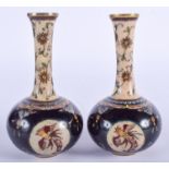 A PAIR OF LATE 19TH CENTURY JAPANESE MEIJI PERIOD CLOISONNE ENAMEL VASES. 12 cm high.