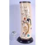 A LARGE 19TH CENTURY JAPANESE MEIJI PERIOD CARVED SHIBAYAMA IVORY TUSK VASE decorated with fowl with