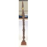 A TRIBAL YOROUBA STAFF. Nigeria. 16cm x 16cm x 126cm