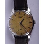 A VINTAGE STAINLESS STEEL LONGINES WRISTWATCH. 3.5 cm wide.