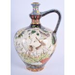 A LARGE ART NOUVEAU FISCHER BUDAPEST POTTERY EWER decorated with birds and foliage. 29 cm x 14 cm.