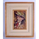 A VINTAGE CONTINENTAL PASTEL Clown, Ken Moroney. Image 14 cm x 17 cm.