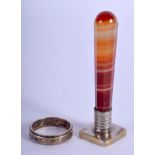 AN ANTIQUE AGATE SEAL together with a ring. (2)