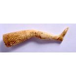 A GEORGE III CARVED BONE PIPE TAMPER. 7 cm long.