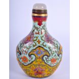 A CHINESE BEIJING ENAMELLED GLASS SNUFF BOTTLE. 8 cm high.