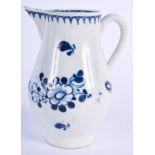 AN 18TH CENTURY LIVERPOOL JOHN PENNINGTON SPARROW BEAK JUG flowers under a line and loop border. 10