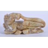 AN EARLY 20TH CENTURY CHINESE CARVED JADE FIGURE A HORSE Late Qing. 11 cm x 4 cm.