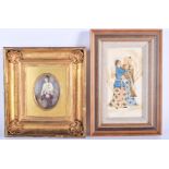 A 19TH CENTURY SCOTTISH PAINTED IVORY MINIATURE together with an antique Indian ivory miniature. Lar