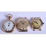 TWO ANTIQUE GOLD PLATED WATCHES and an Uno watch. (3)