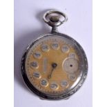 AN ANTIQUE SILVER NIELLO POCKET WATCH. 4 cm wide.