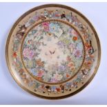 A 19TH CENTURY JAPANESE MEIJI PERIOD SATSUMA DISH in the manner of Kinkozan, painted with landscapes