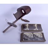 AN ANTIQUE STEREOSCOPE with various slides, including scenes from Solomans Wall. (qty)