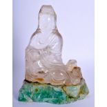 A 19TH CENTURY CHINESE CARVED ROCK CRYSTAL FIGURE OF GUANYIN Qing. 16 cm x 11 cm.