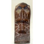 A TRIBAL YORUBA ANIMAL MASK (RECKLESS BLUE). Nigeria. 25cm x 13cm x 58cm