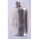 A VINTAGE STERLING SILVER HIP FLASK. 5.7 oz. 9 cm x 13 cm.