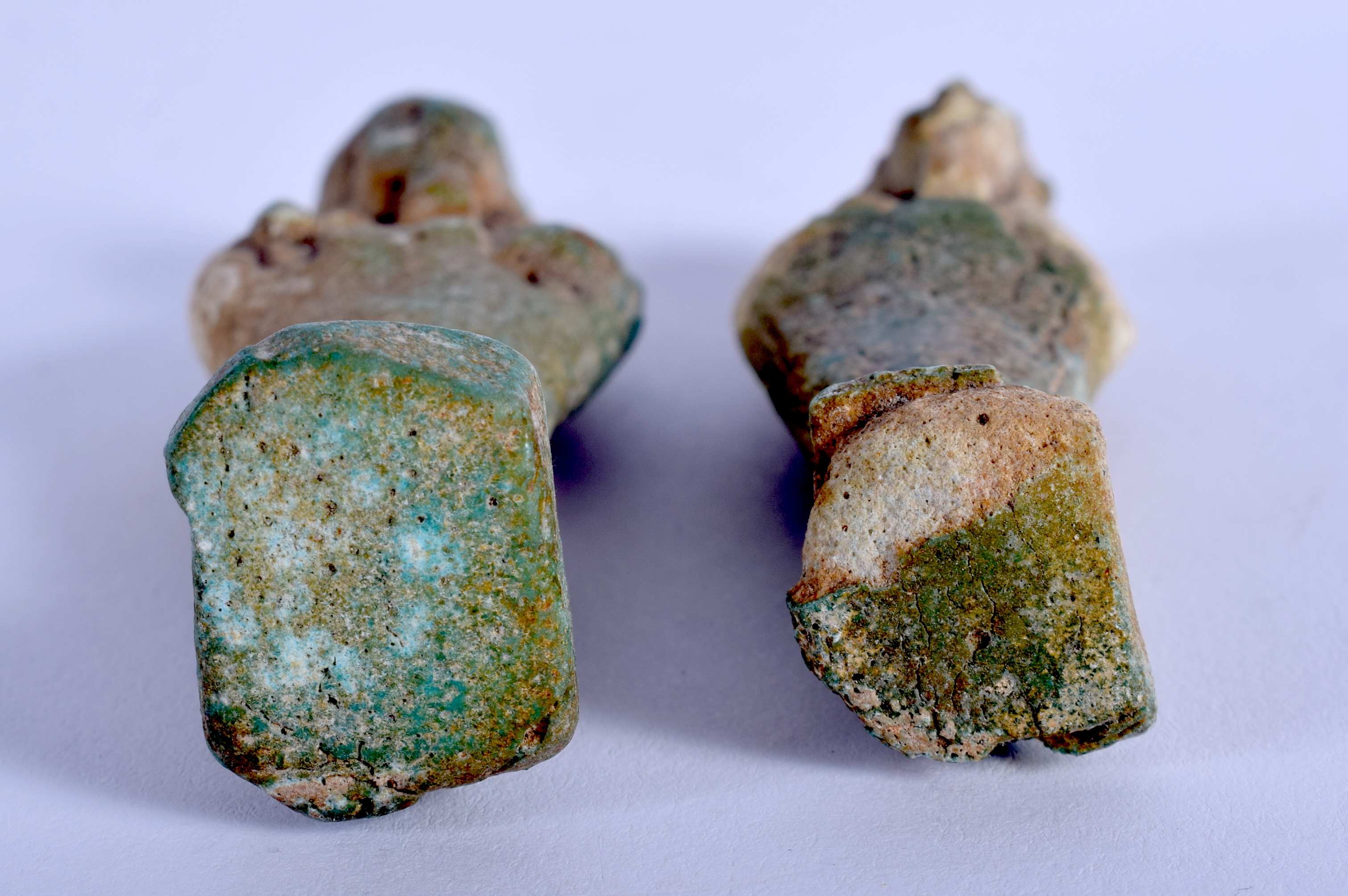 TWO EGYPTIAN FAIENCE USHABTI. 8 cm high. (2) - Image 3 of 3