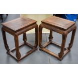 A PAIR OF EARLY 20TH CENTURY CHINESE XICHI WOOD STANDS. 52 cm x 65 cm.
