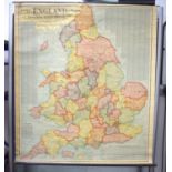 SCARBOROUGHS MAP OF ENGLAND & WALES including railways and steamships lines. 105 cm x 90 cm.