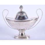 A 19TH CENTURY EUROPEAN SILVER TWIN HANDLED TUREEN AND COVER. 17.7 oz. 21 cm x 20 cm.