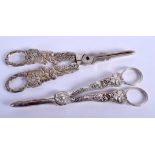 A PAIR OF VINTAGE STERLING SILVER SCISSORS. 240 grams.