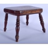 AN ANTIQUE CARVED WOOD MILKING STOOL. 24 cm x 20 cm.