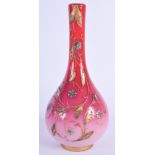 A VICTORIAN ENAMELLED OPALINE GLASS VASE. 17 cm high.