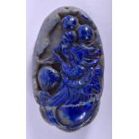 A CHINESE CARVED LAPIS LAZULI BOULDER. 3.75 cm x 5 cm.