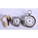 TWO ANTIQUE SILVER WATCHES. Largest 3.5 cm wide. (2)