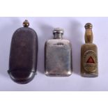 AN ANTIQUE SILVER SCENT BOTTLE together with a novelty bass vesta etc. (3)