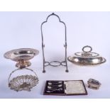 A CASED SET OF SILVER COFFEE BEAN SPOONS etc. (qty)