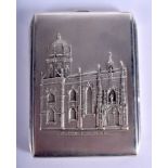 A VINTAGE CONTINENTAL PORTUGUESE SILVER CIGARETTE CASE. 104 grams. 8 cm x 9.5 cm.