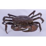 A JAPANESE BRONZE OKIMONO modelled as a crab. 10 cm x 7 cm.