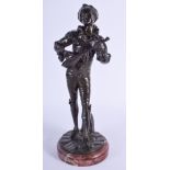 AN ANTIQUE FRENCH BRONZE MUSICIAN by Eutrope Bouret (1833-1906). 38 cm high.